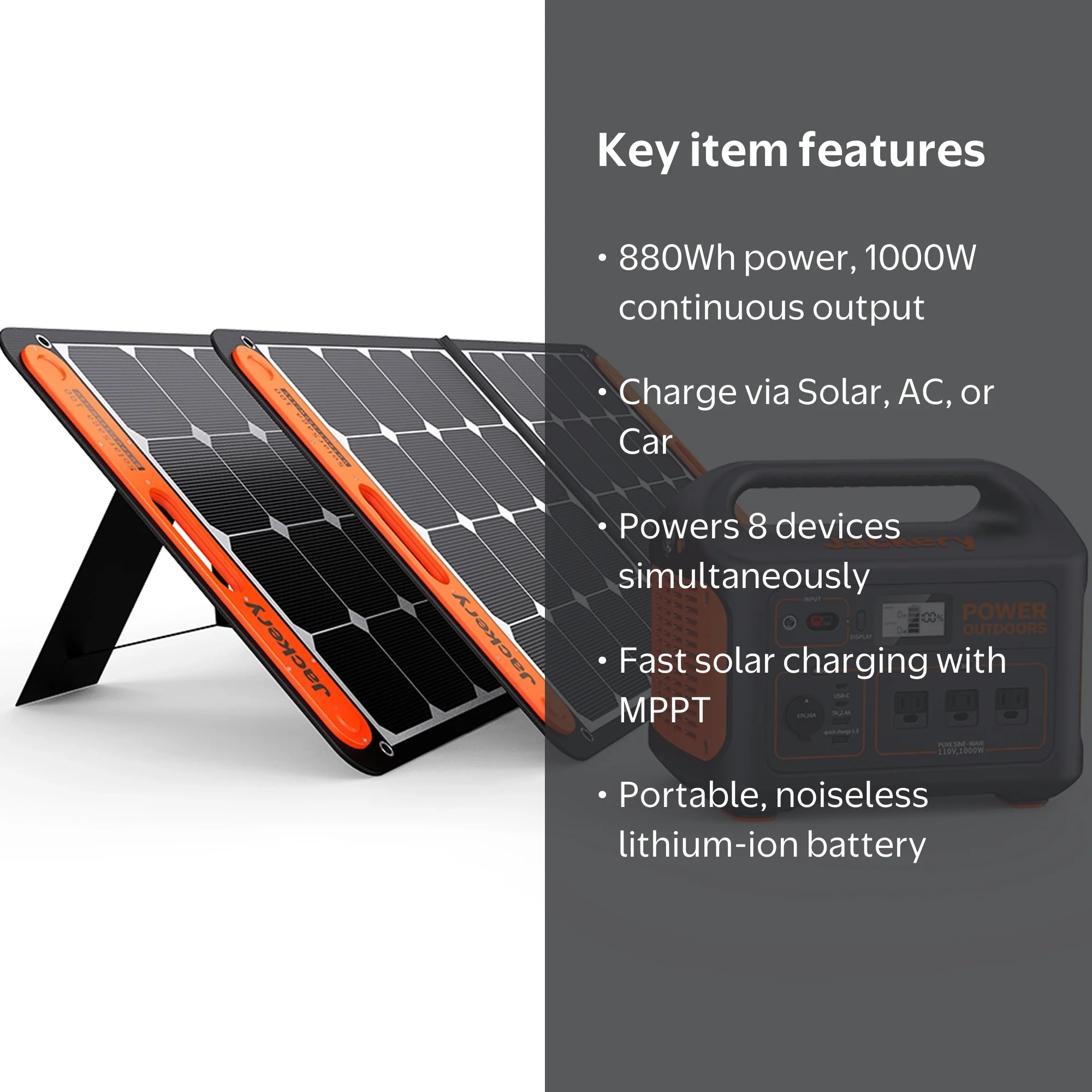 Jackery SolarGenerator 880 - Solar Panel Energy, Outdoor Powered, Includes  Explorer 880 + 2 SolarSaga 100W - Walmart.com