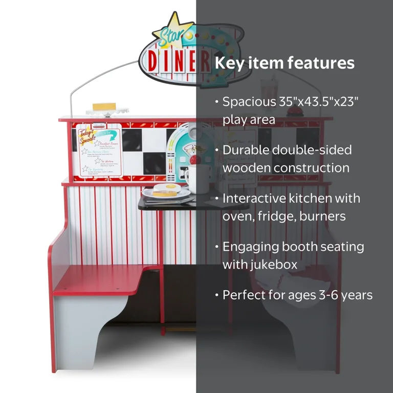 Melissa & Doug Double-Sided Wooden Star Diner Restaurant Play 