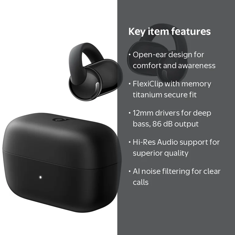 Soundcore, Open-Ear Clip-On Earbuds, 12mm Drivers, Powerful Bass