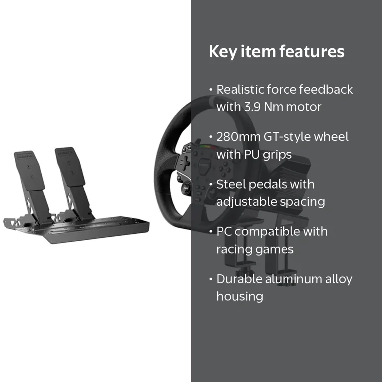 Moza Racing R3 Bundle, Wheel and Pedals Set, Wired, Adjustable