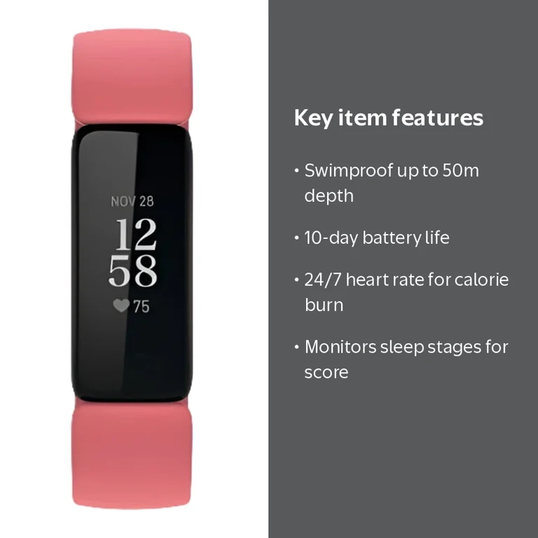 Google Fitbit, Inspire 2 Fitness Tracker, Pink, Small Large Google Fitbit, Inspire 2 Fitness Tracker, Pink, Small Large