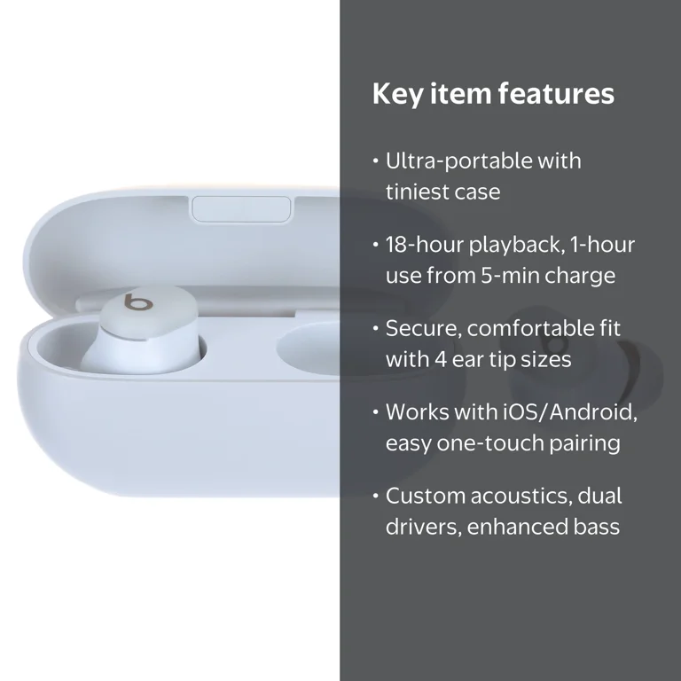 Beats by Dr. Dre, True Wireless Earbuds, Storm Gray, 18-Hour