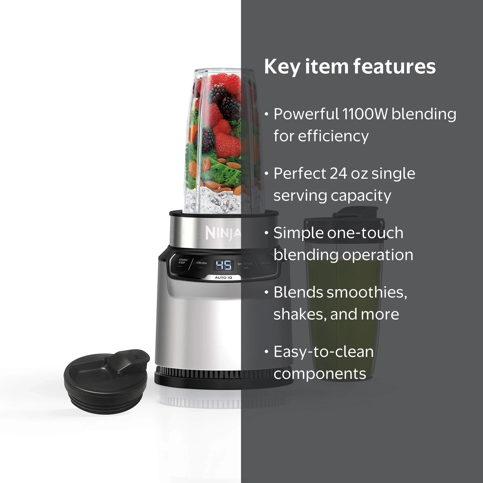 Ninja Nutri Pro Blender BN401, Auto-iQ, 1100-Watts, Smoothie Maker
