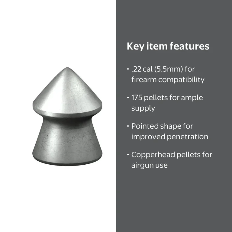 Crosman Copperhead Pellets Pointed, .22 cal, 175 ct, 5.5mm