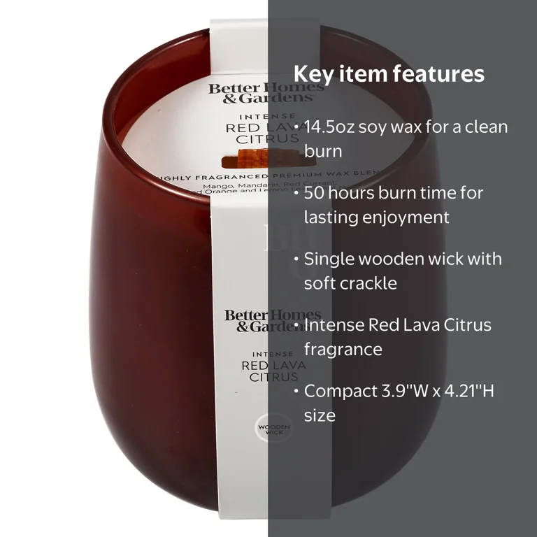 Better Homes & Gardens Intense Red Lava Citrus Scented Wooden 1