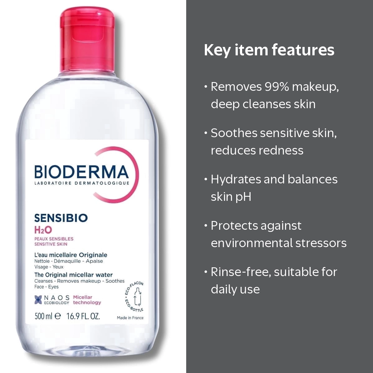 Bioderma Sensibio H2O Micellar Water Makeup Remover for Sensitive