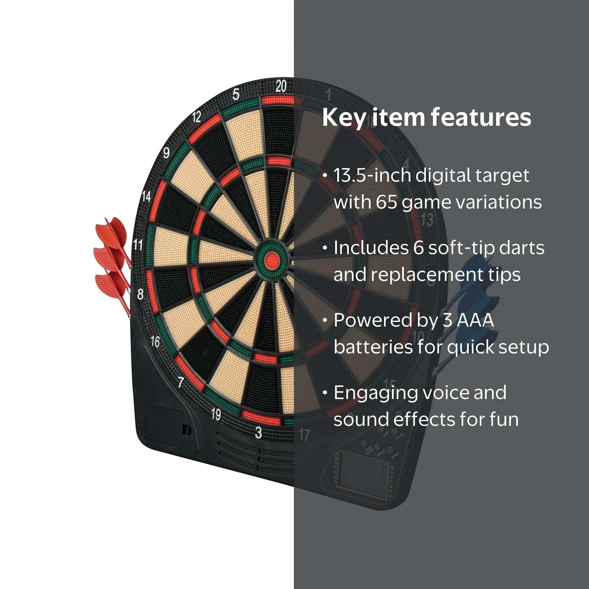 Franklin Sports Electronic Soft Tip Dartboard, 13.5