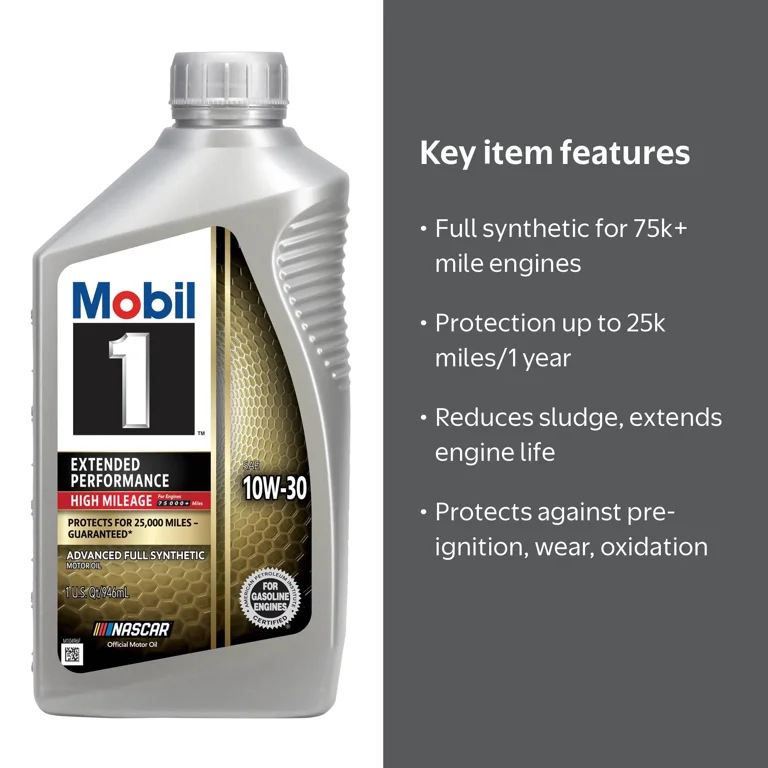 Mobil 1 Extended Performance High Mileage Full Synthetic Motor Oil