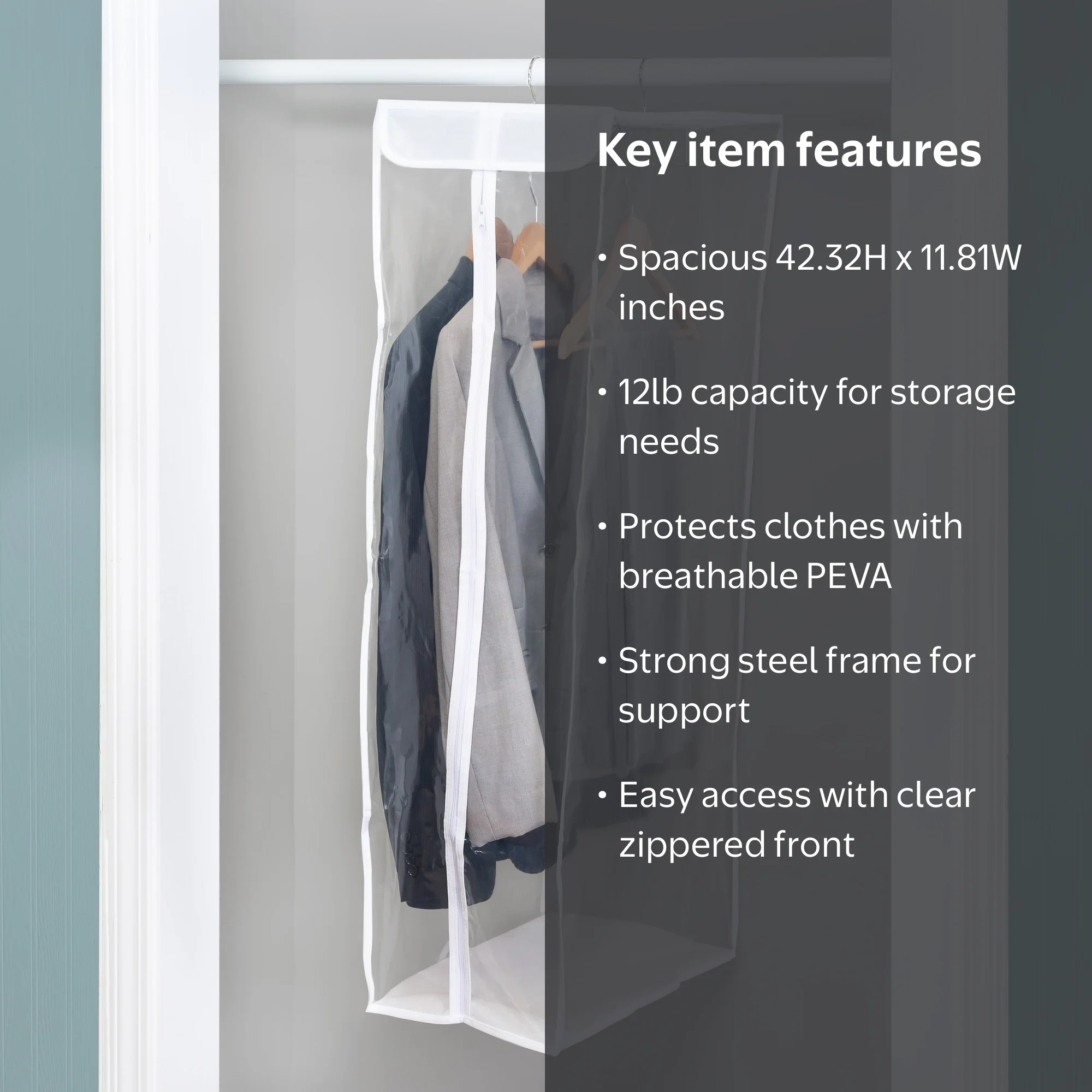 Honey-Can-Do PEVA Short Hanging Closet Organizer Garment Bag