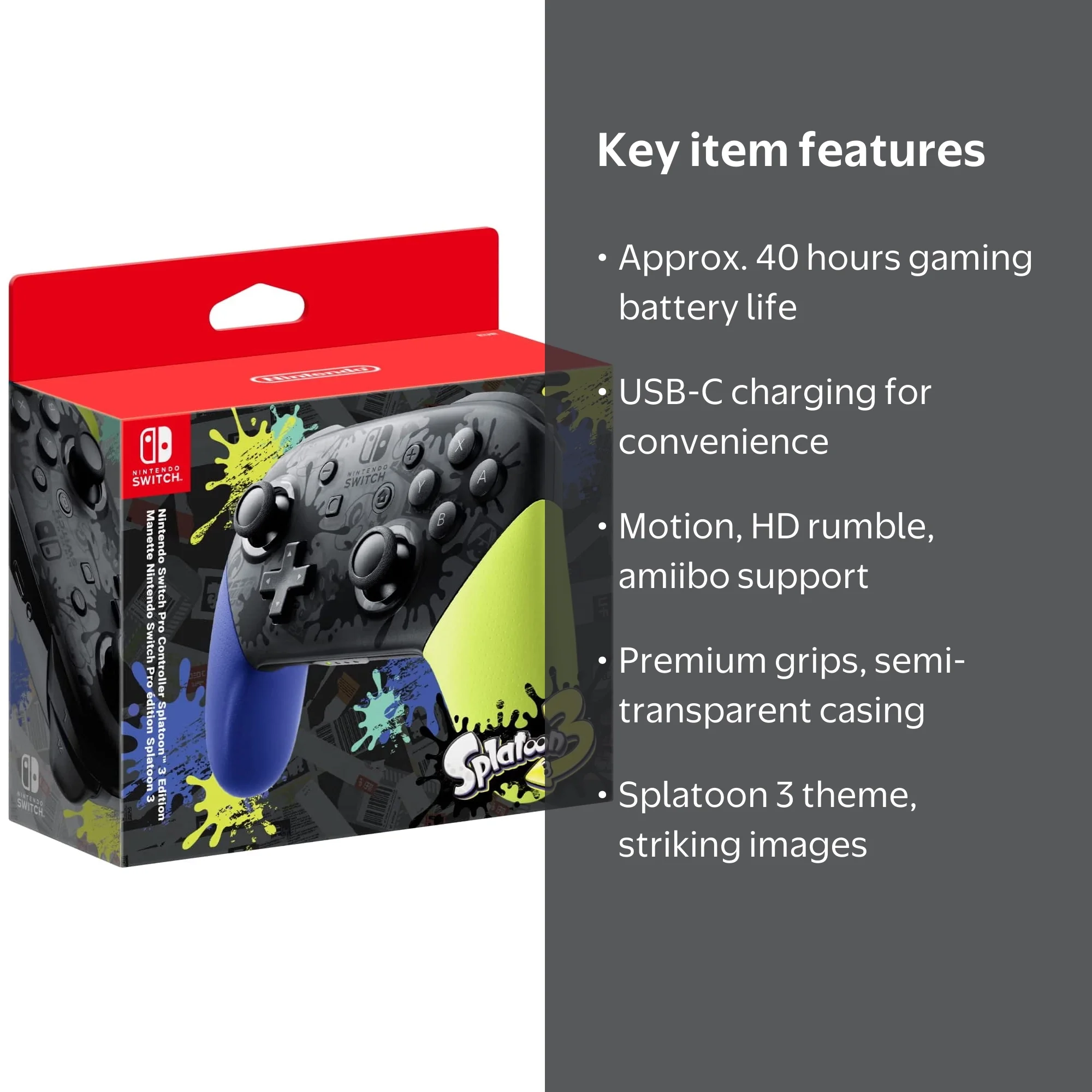 Nintendo Switch Pro Controller - Splatoon 3 Edition (Switch) Joy