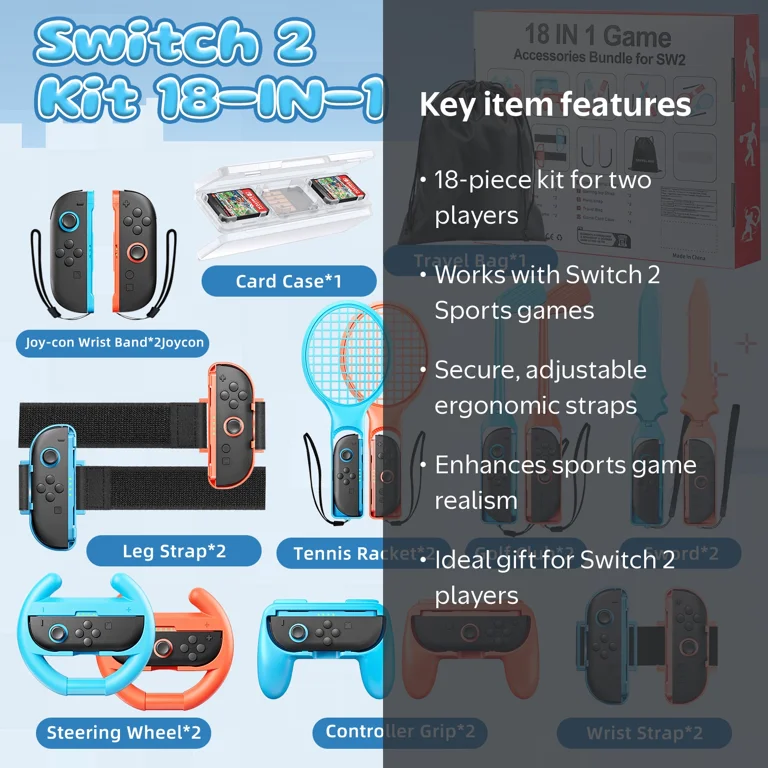 BRHE, 18 in 1 Switch Sports Accessories Bundle, Blue - Walmart.com