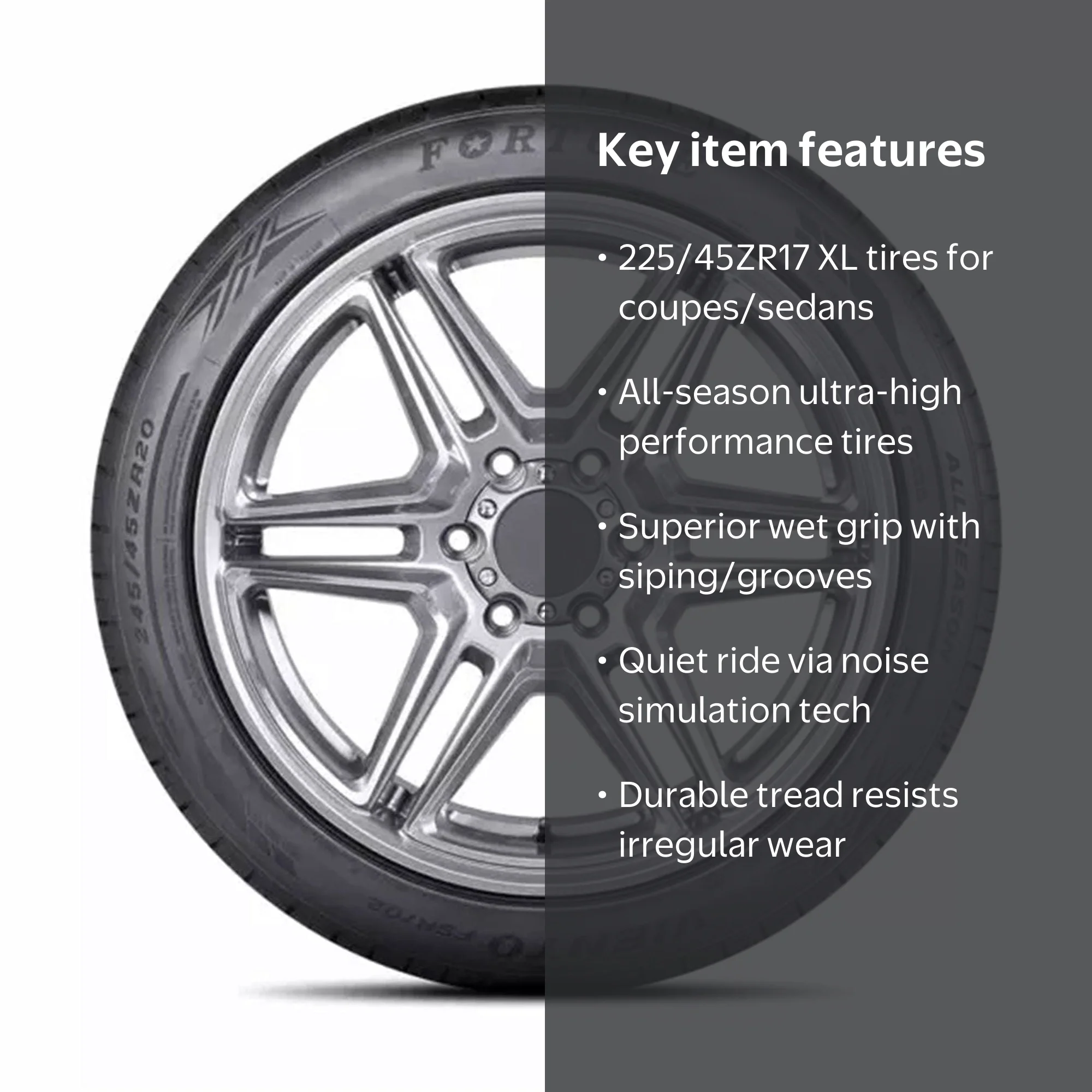 Fortune, Passenger Tire, 225/45ZR17 94W XL, All Season All-Weather