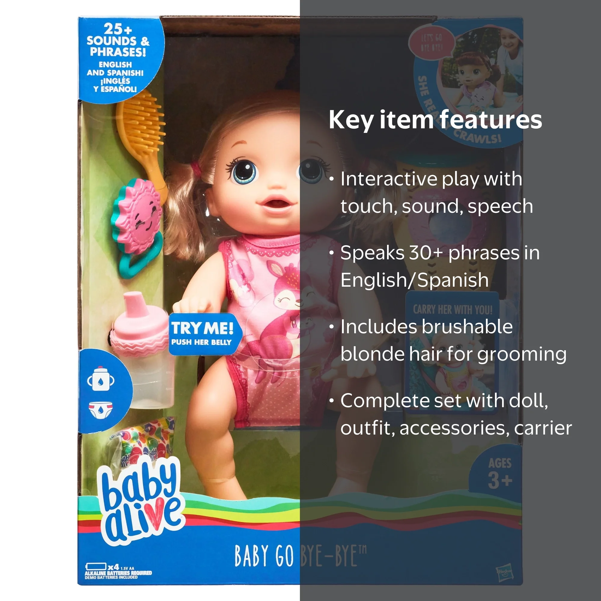 Baby Alive Go Bye Bye Blonde Hair Doll: Interactive, Speaks 30+