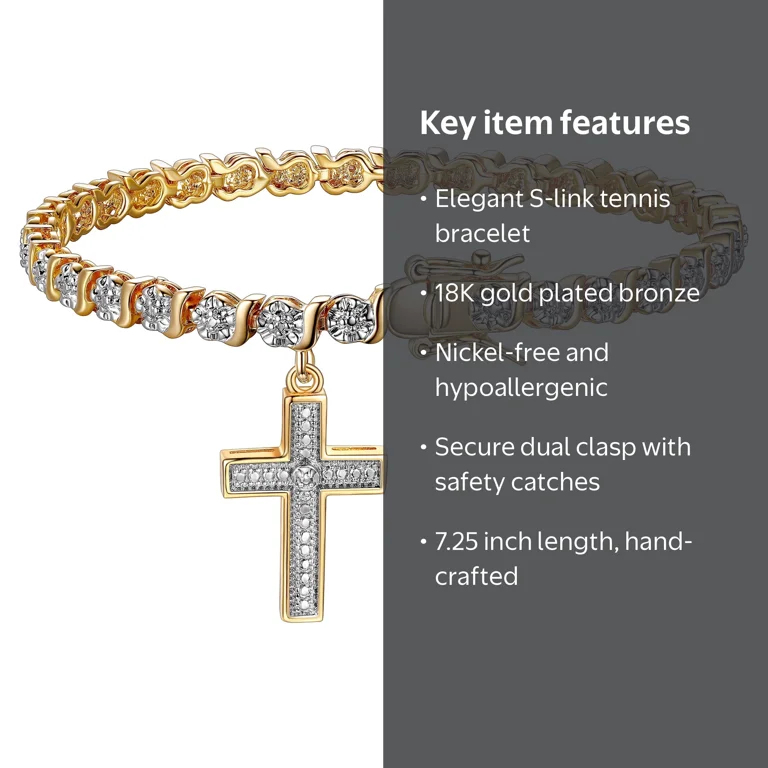 Morgan & Paige 18K Yellow Gold Plated Diamond Accent Cross Charm
