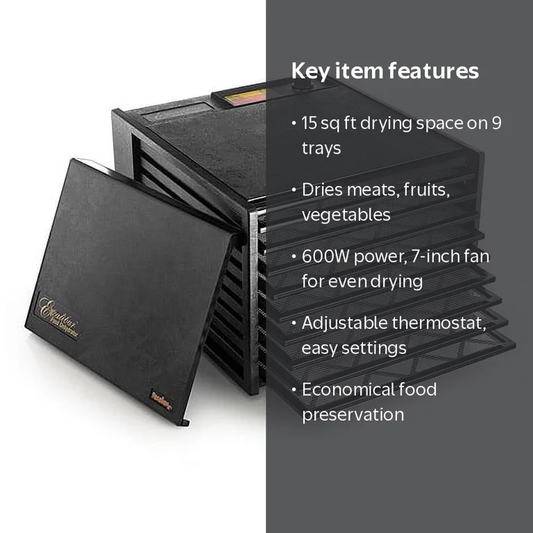Excalibur 9-Tray Deluxe Dehydrator, Black, Includes 15 sq ft Space
