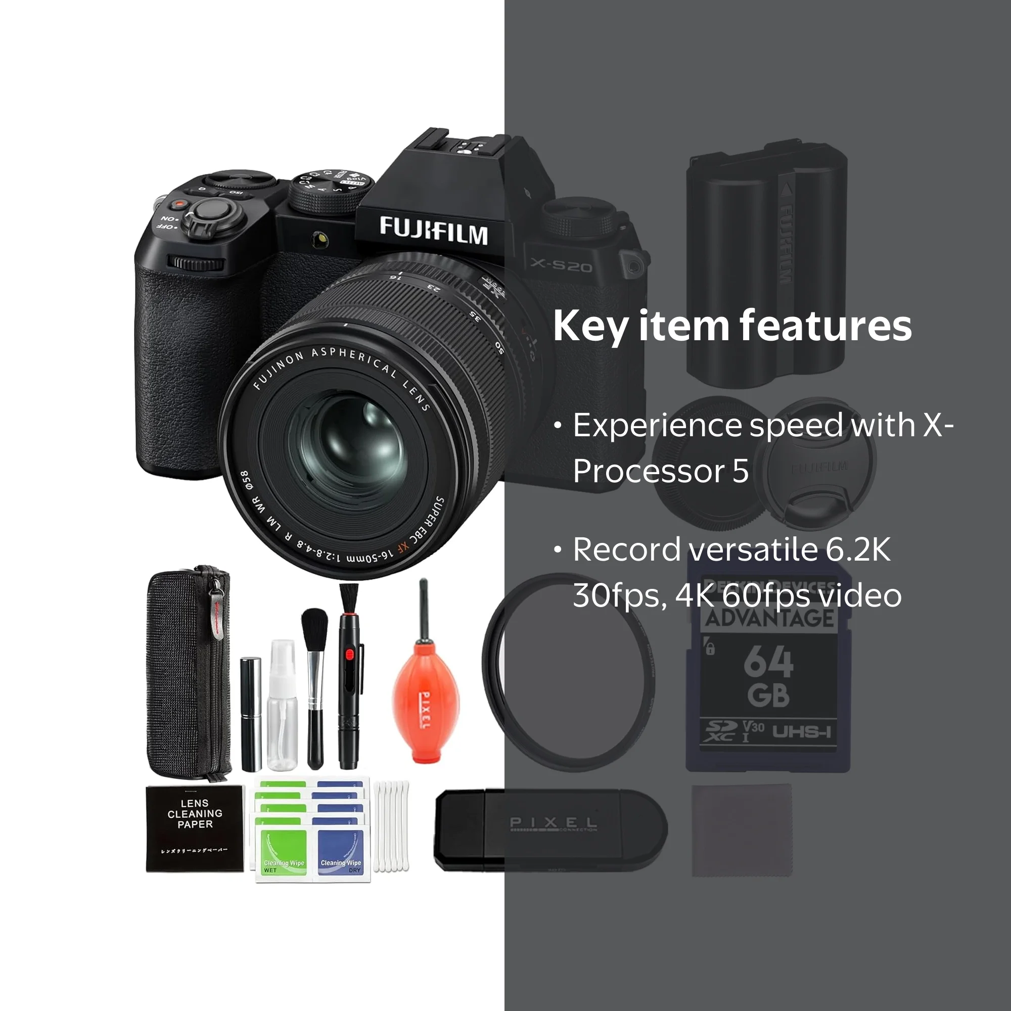 Fujifilm X-S20 Mirrorless Camera with XF 16-50mm f/2.8-4.8 Lens