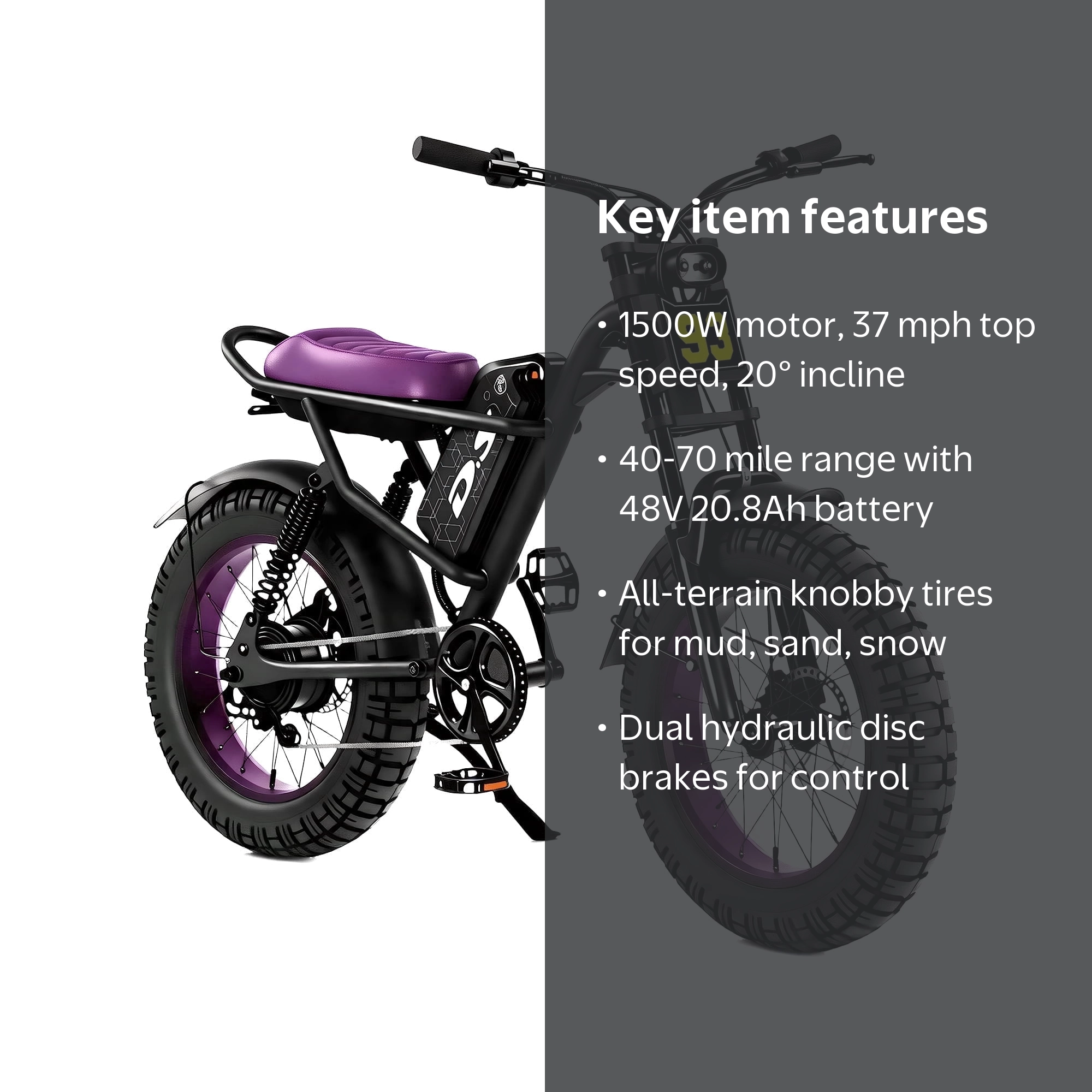 DRIFT.SLIDE D93 Pro Electric Bike for Adults, 1500W Peak Ebike, 20