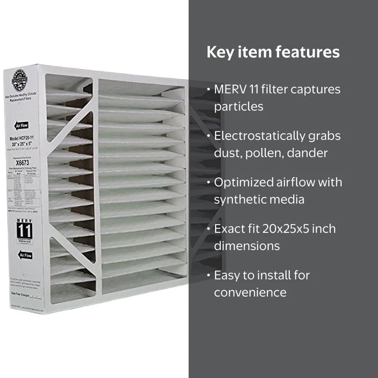 Lennox, Furnace Filter, 20x25x5 X6673, MERV 11, UL 900 Standards