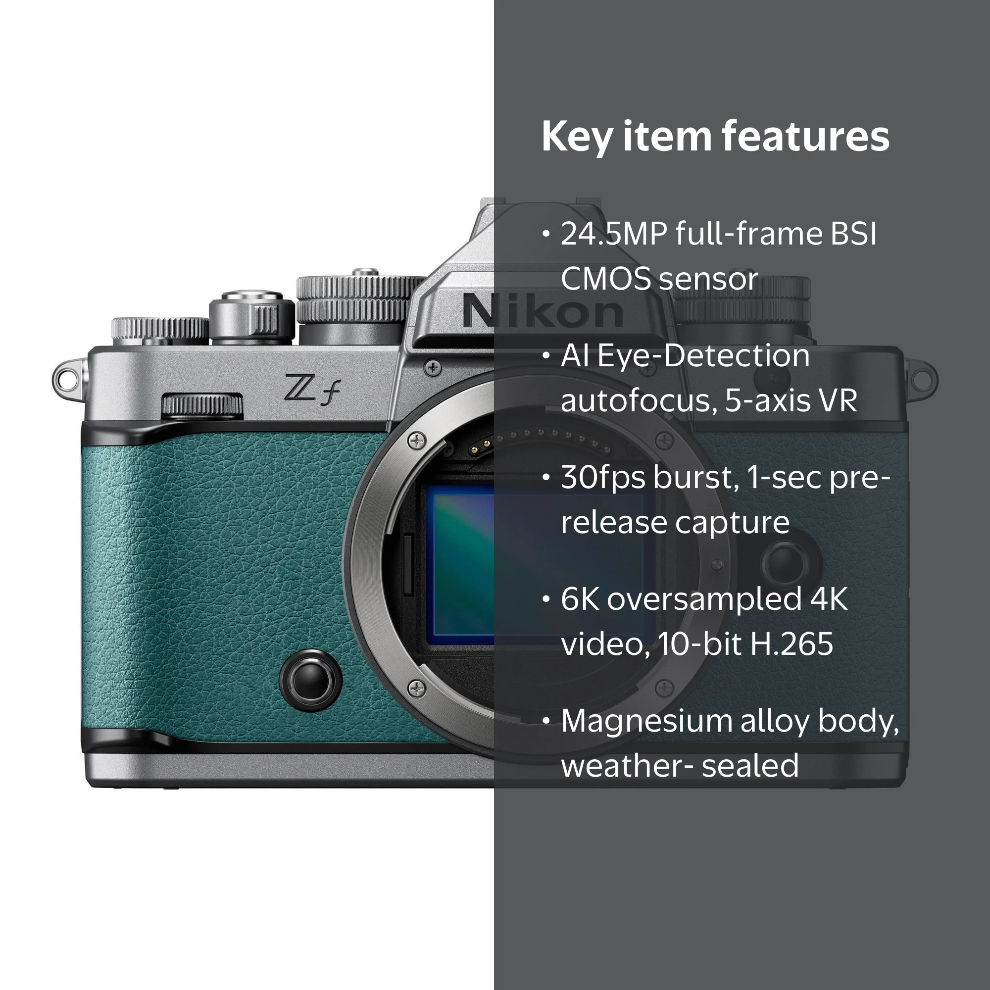 Nikon Zf Mirrorless Camera (Body Only) with 24.5MP Full-Frame BSI