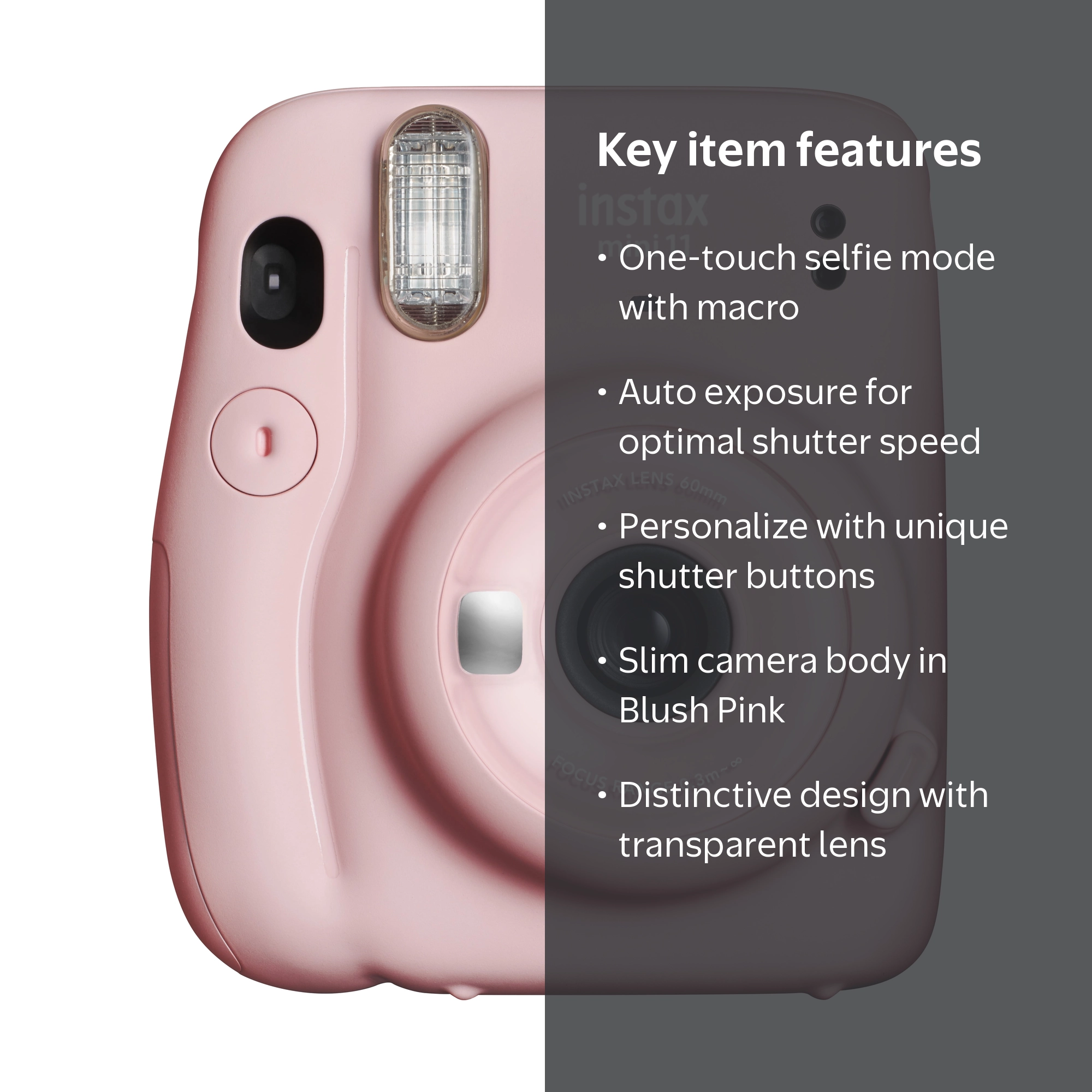 Fujifilm, Instax Mini 11 Instant Camera, Blush Pink with Selfie