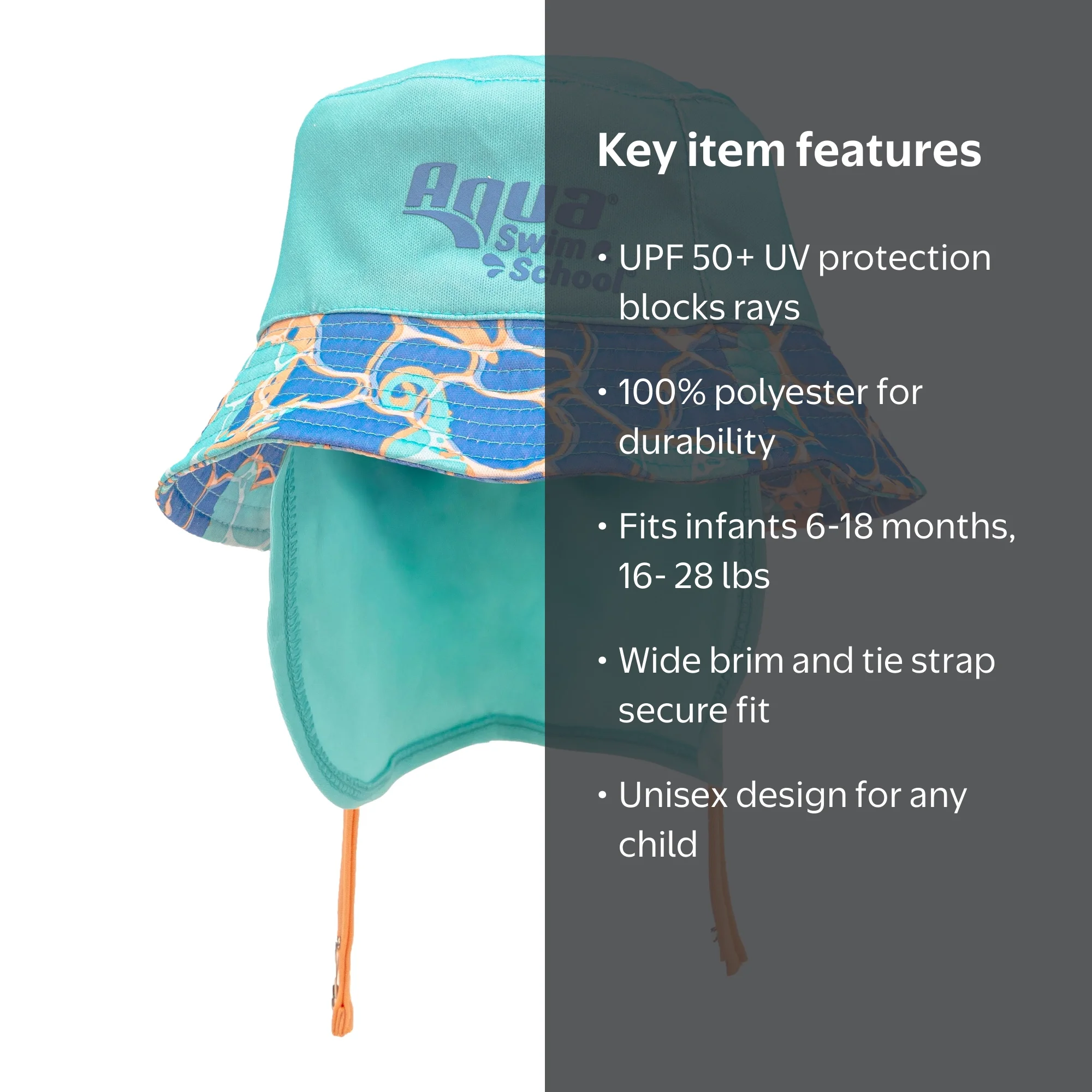 SwimSchool Sunshade Bucket Hat - UPF 50+ Protection Infants