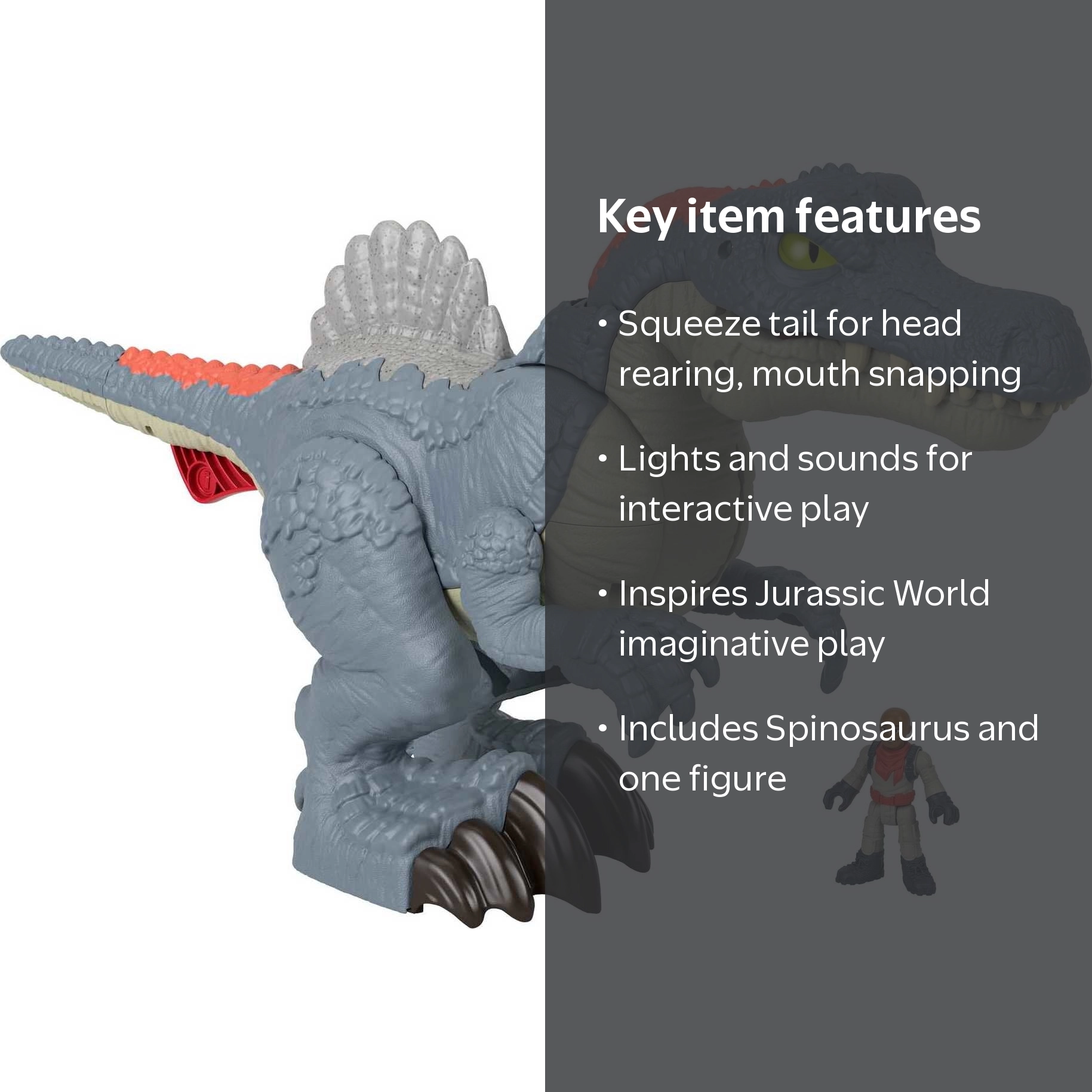 Imaginext, Dinosaur Toy, Ultra Snap Spinosaurus with Lights and