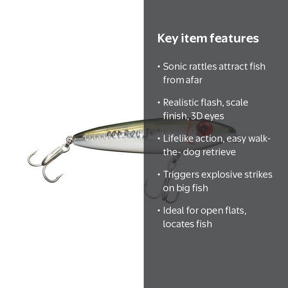 MirrOlure Top Dog Jr. Fishing Lure, Green, White & Silver, M84MR