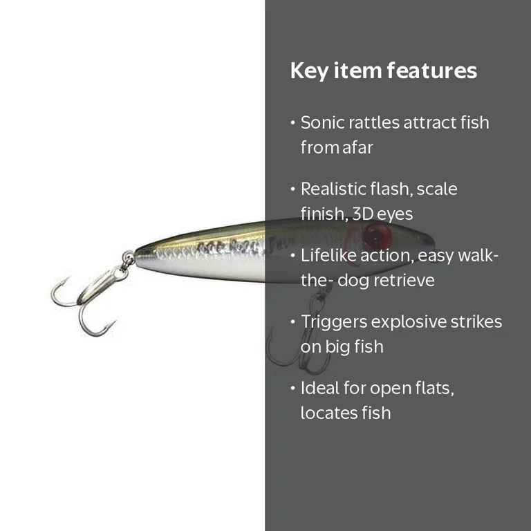 MirrOlure Top Dog Jr. Fishing Lure, Green, White & Silver, M84MR