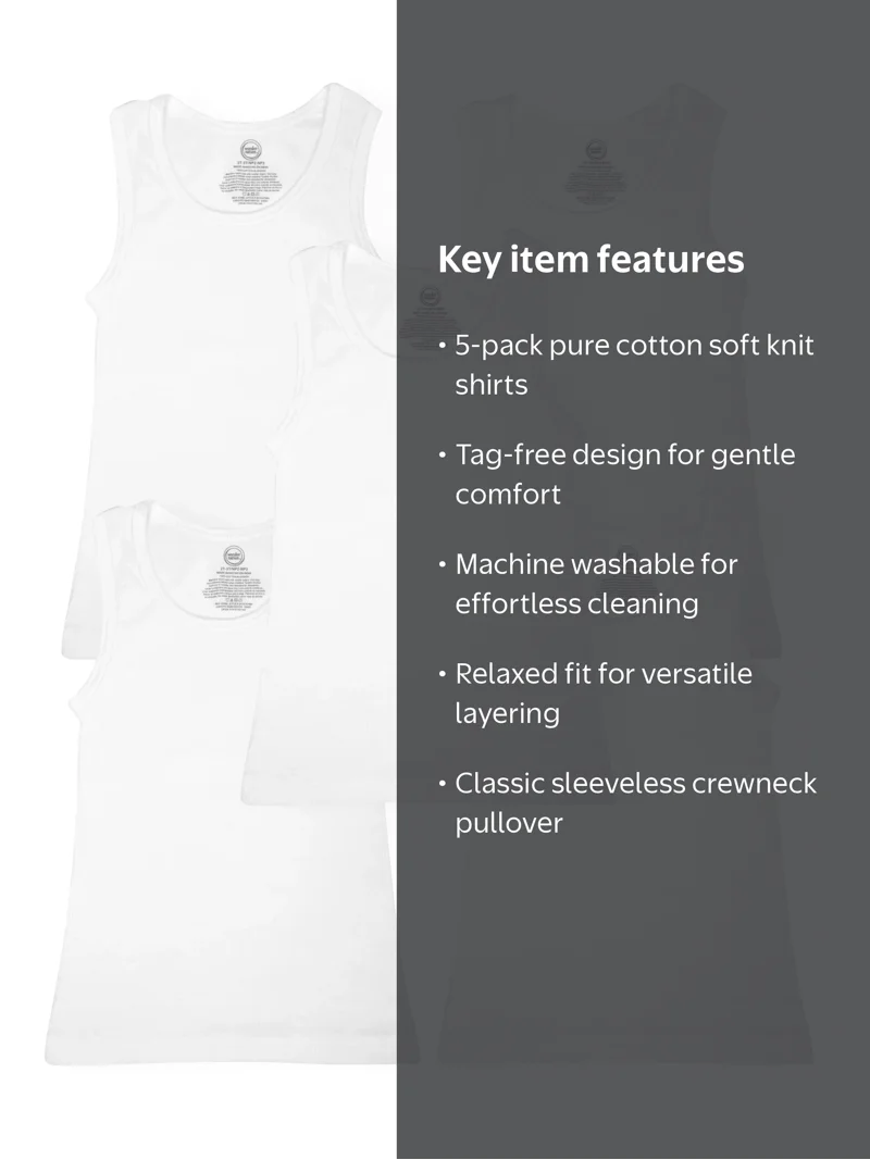 Wonder Nation Boys Cotton Tank Top Undershirt 5-Pack Sizes S XXL
