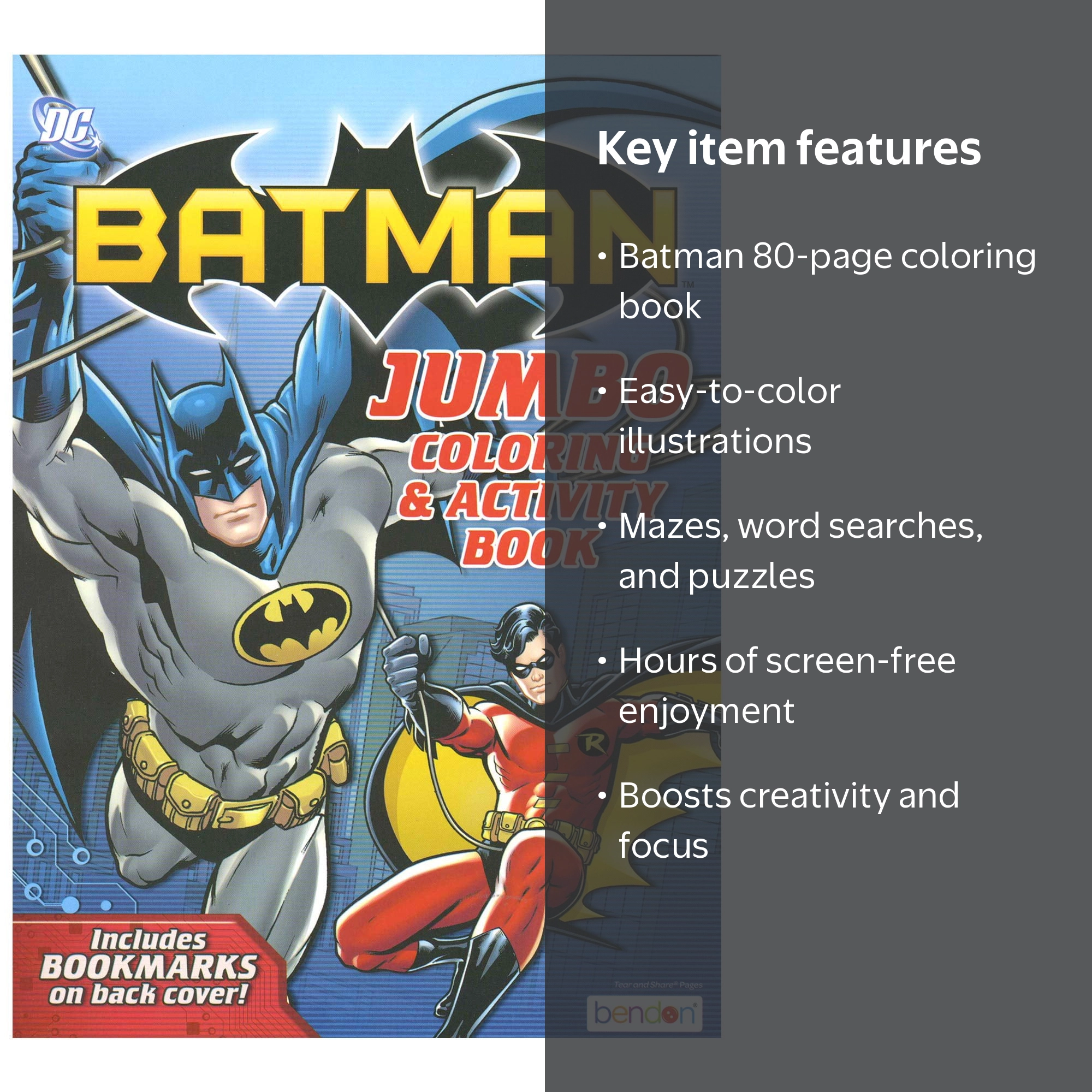 BAZIC, Batman 80 Page Coloring Book with Fun Activities for Kids