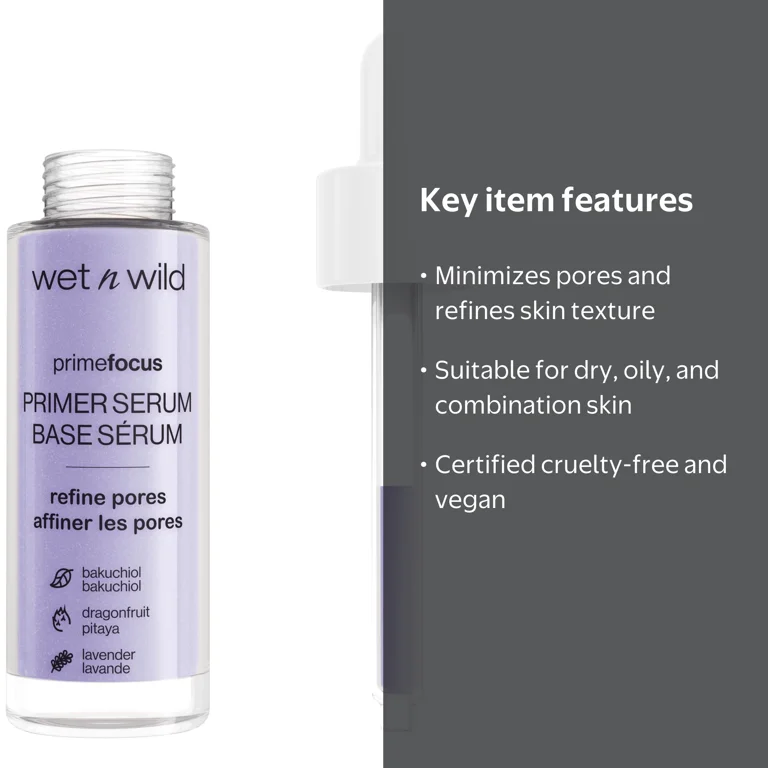 wet n wild, Pore Minimizing Primer Serum, 1.0 oz, Brighten and