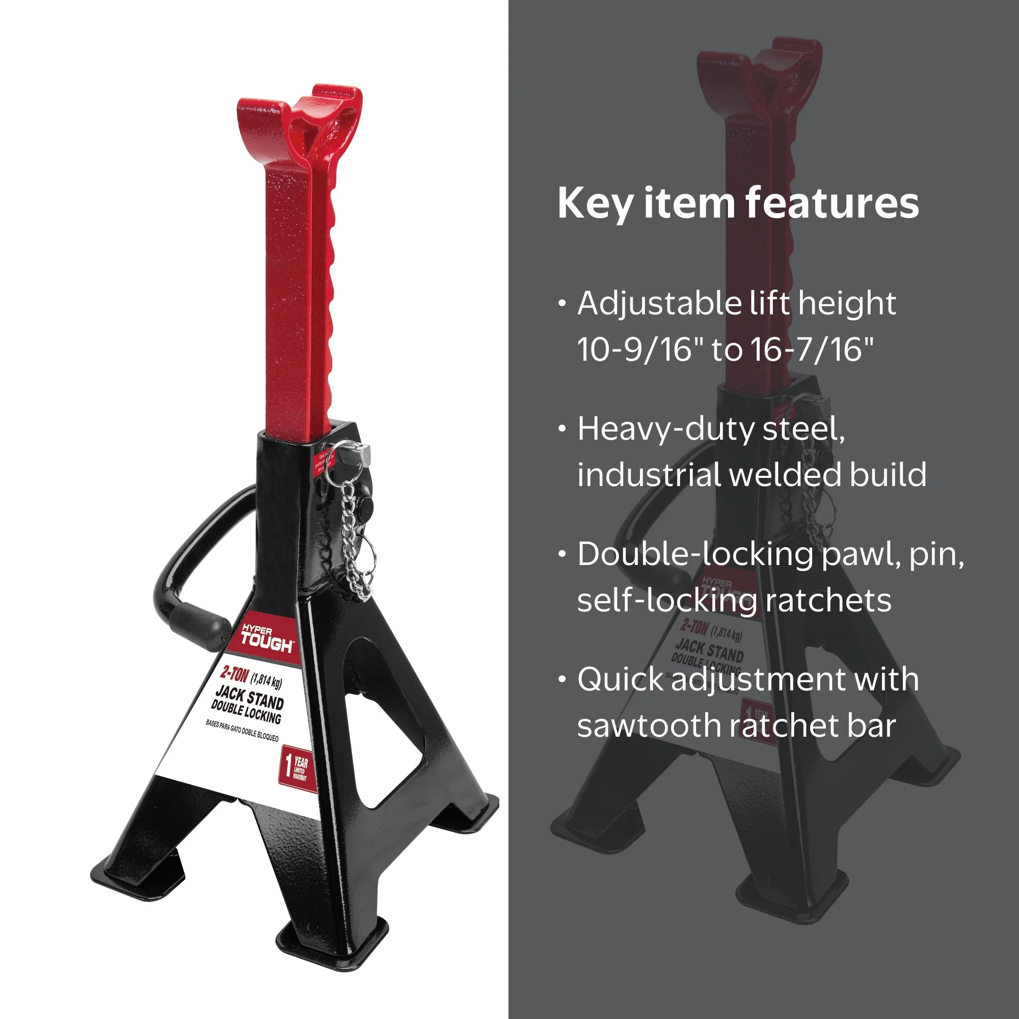 Hyper Tough T42001C 2 Ton Steel Jack Stands, Black, 1 Pair