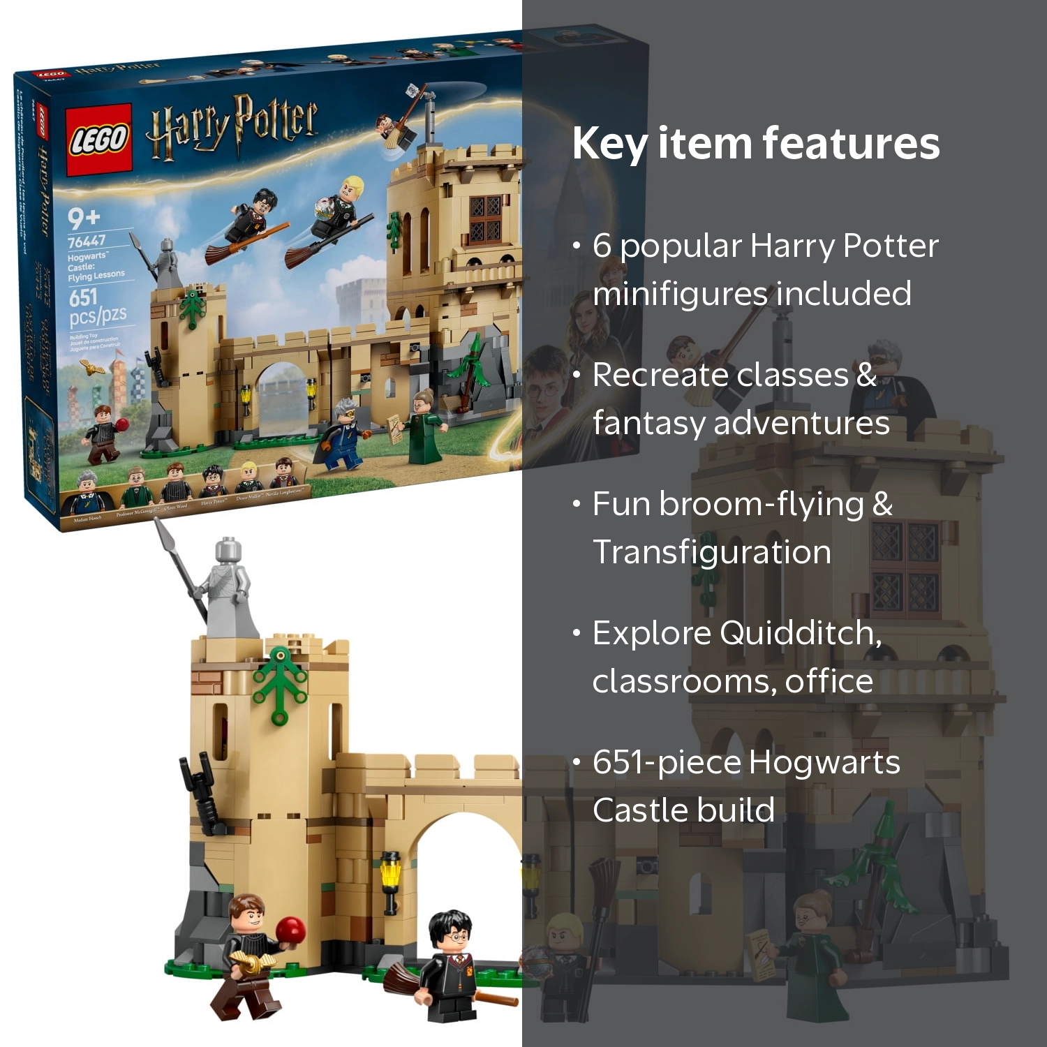 LEGO, Hogwarts Castle Flying Lessons Set, 76447, 651 Pieces