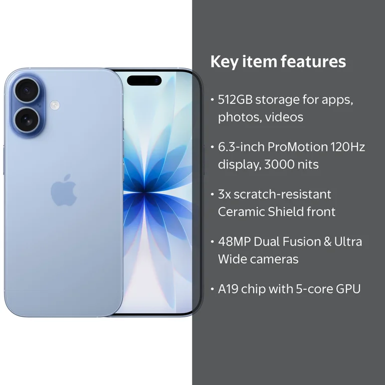 T-Mobile iPhone 17 512GB Mist Blue - Walmart.com