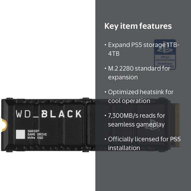 WD_BLACK 2TB SN850P NVMe SSD for PS5 Consoles, Internal M.2 2280