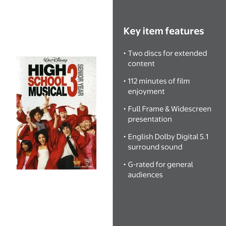 Disney, High School Musical 3: Senior Year DVD, 2-Disc Set, Region