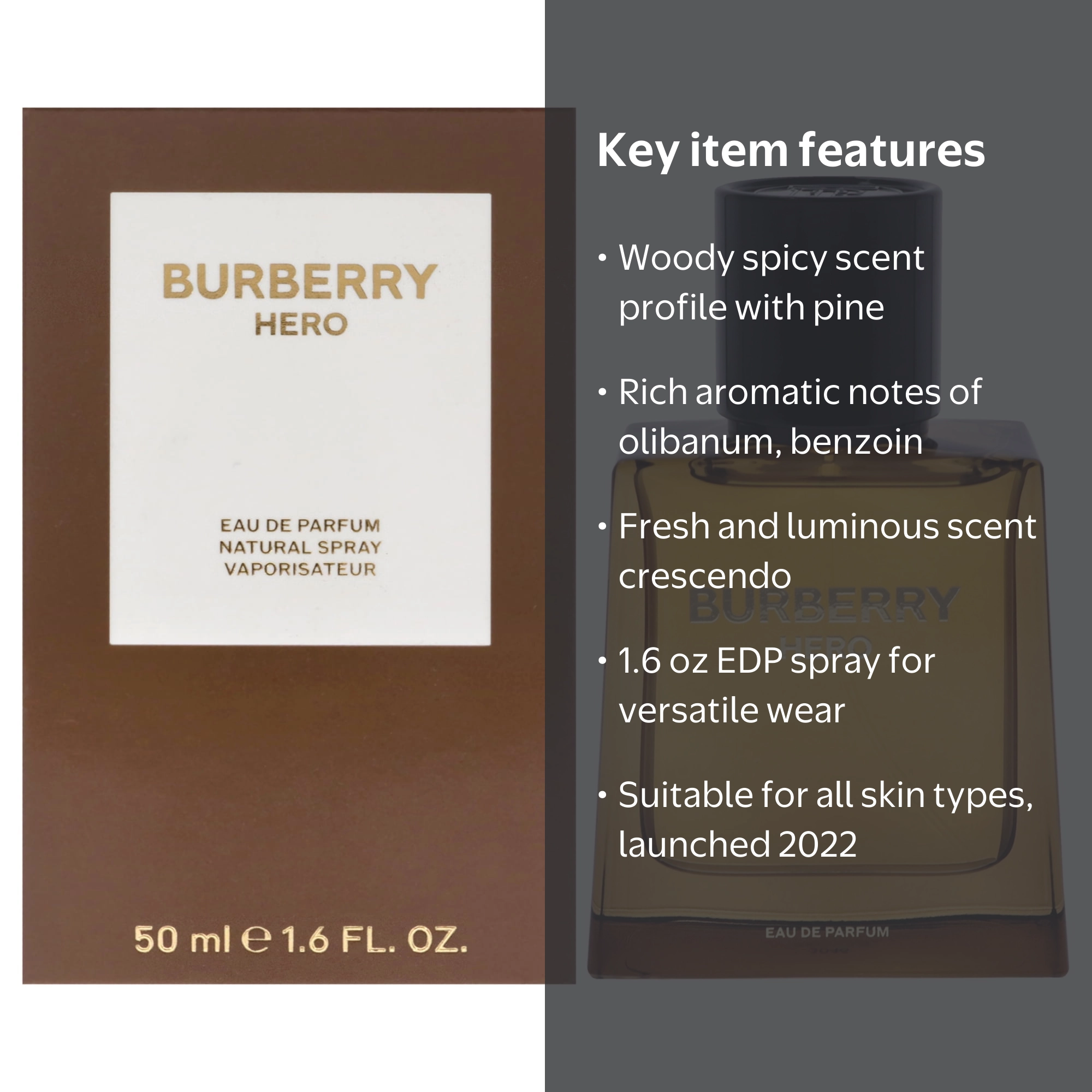 Burberry, Burberry Hero, 1.6 oz EDP Spray, Woody Spicy Fragrance
