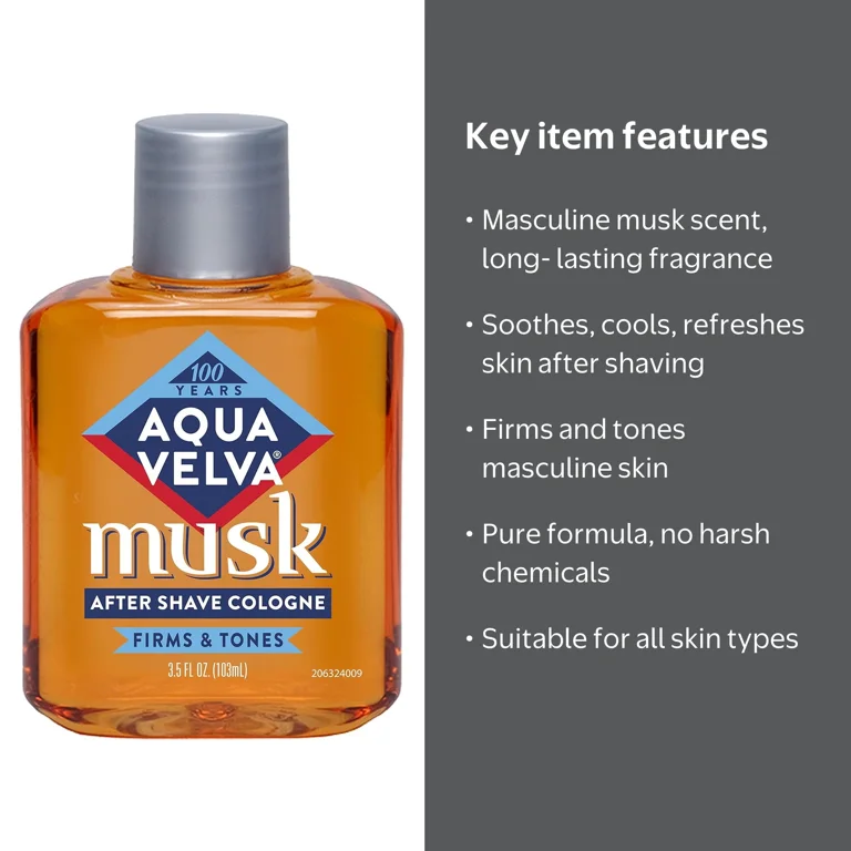 Aqua Velva, After Shave Cologne, 3.5 Fluid Ounce, Musk Scent