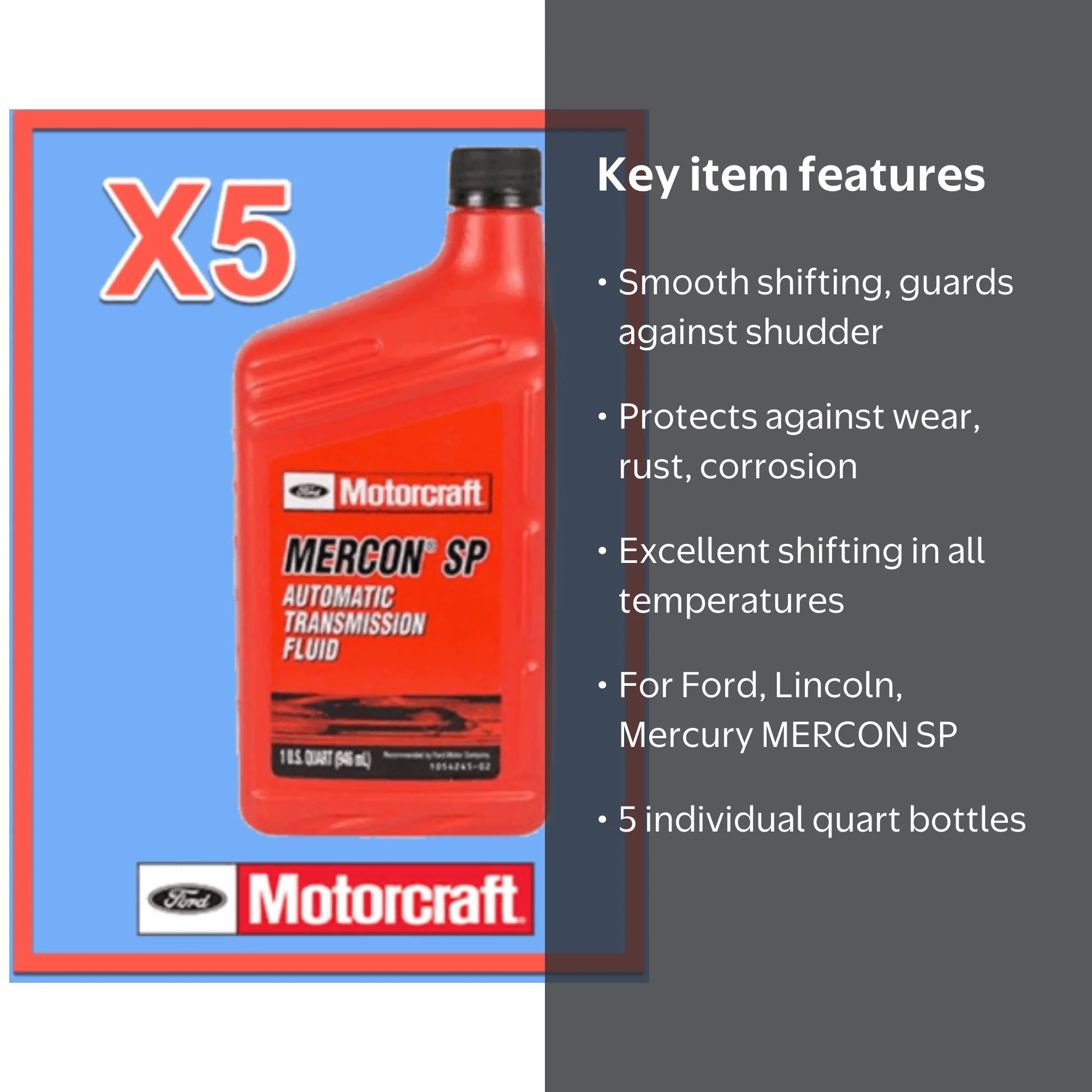 リニューアル濃度up⭐︎CRDP 1ml ATF 5 Quarts OEM FORD Automatic Transmission Fluid ATF MOTORCRAFT