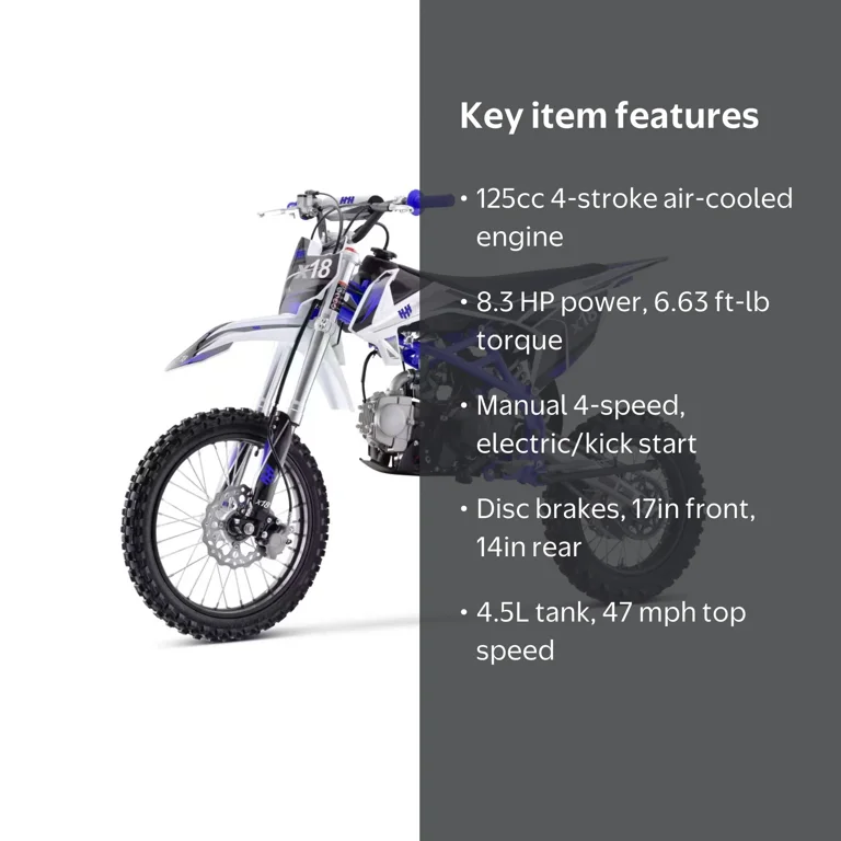 HHH X18 ‎Gas Powered 4 Cycle 125 cc Motorcycle - Walmart.com