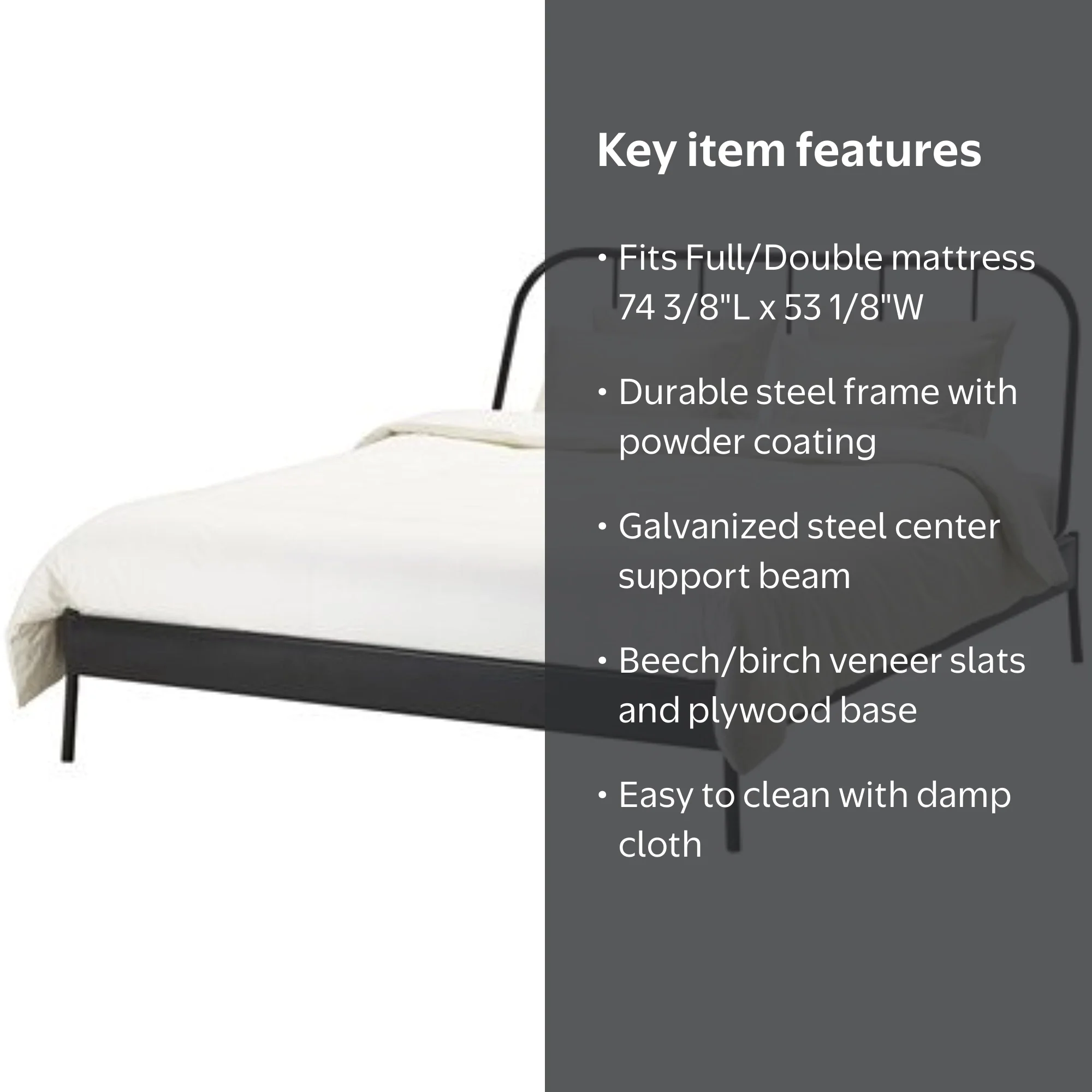 Ikea Bed frame, gray, Lönset Full/Double size, without mattress