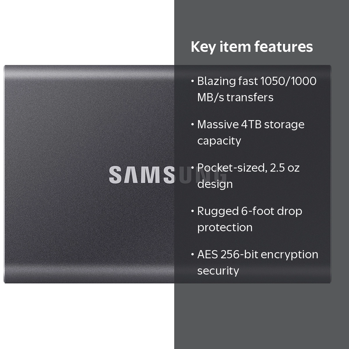 Samsung, External SSD, 4TB, USB 3.2 Gen 2, Titan Gray - Walmart.com