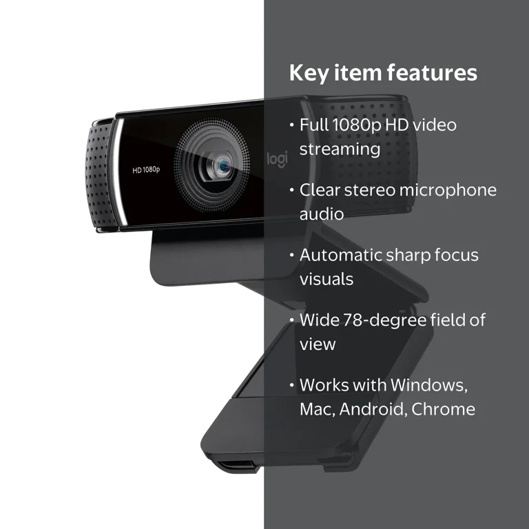 Logitech C922 Pro Stream HD Camera Webcam, Black: Computer