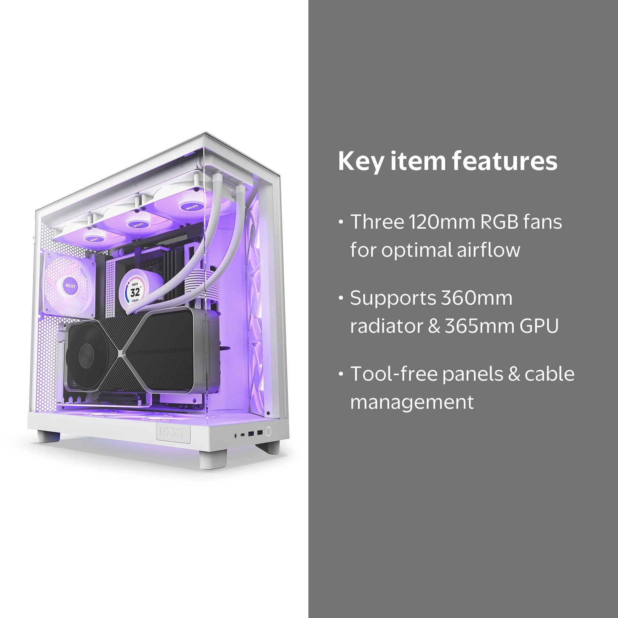 NZXT H6 FLOW RGB Compact Dual-Chamber Mid-Tower Airflow Case