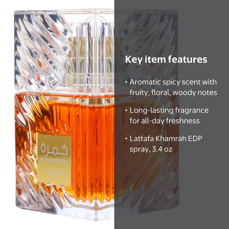 Lattafa, Khamrah, 3.4 oz EDP Spray, Aromatic Spicy Fragrance
