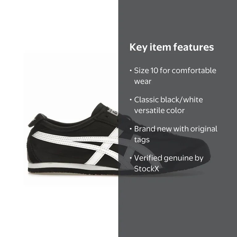 ASICS Men's Onitsuka Tiger Mexico 66 Black White Shoes, from