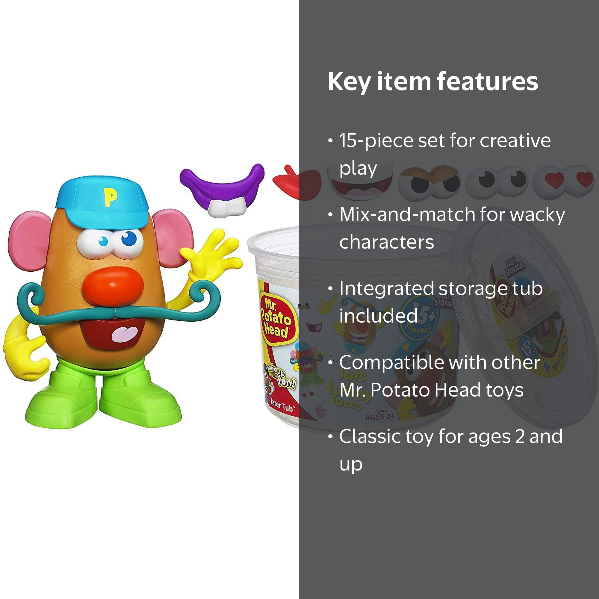 Mr. Potato Head Tater Tub Parts Toys Action Figure Set, 15 Pieces