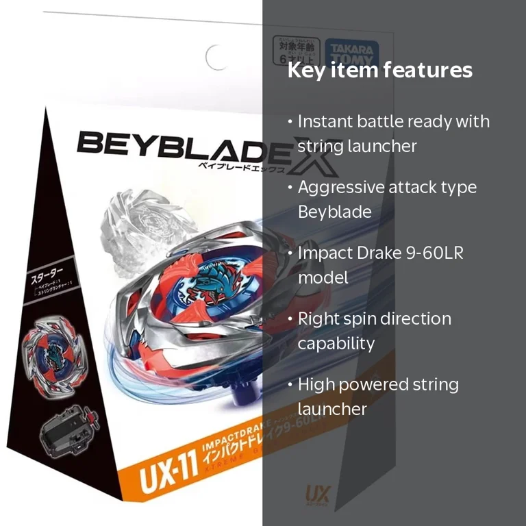 Takara Tomy Beyblade X UX-11 Starter Impact Drake, Top - Walmart.com
