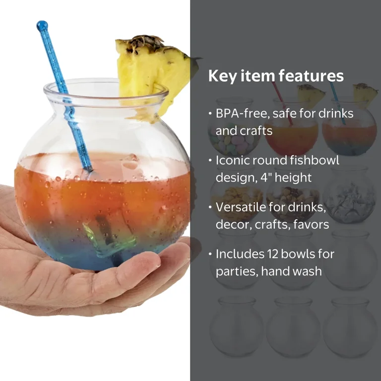 cocktail fish bowl accessories Final Touch Extra Large Fishbowl Glass, 44 oz this extra large fish bowl glass has got you covered Fish Bowl