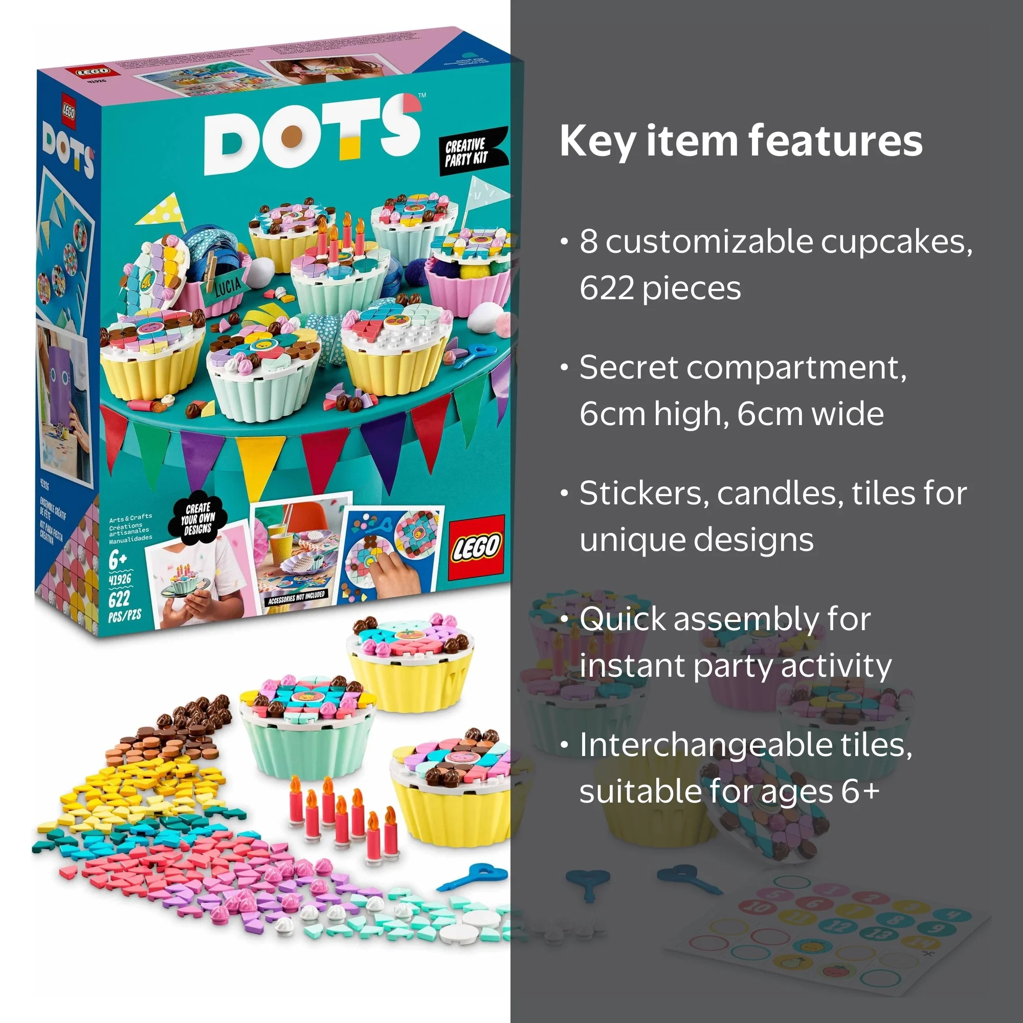 LEGO DOTS Ultimate Birthday Set - DIY Craft Decorations & Cupcakes